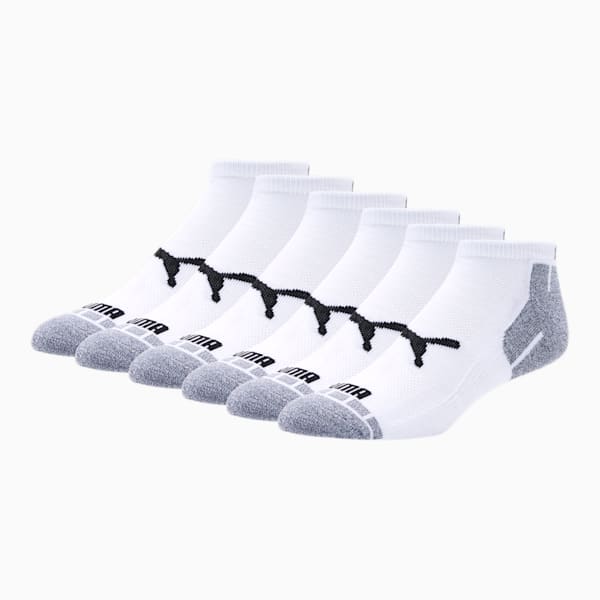 Men's Low Cut Socks [6 Pack], WHITE / BLACK, extralarge